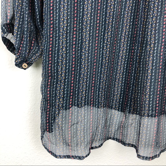 JOIE Silk Peasant Blouse Blue Floral Pattern Small - Picture 9 of 12